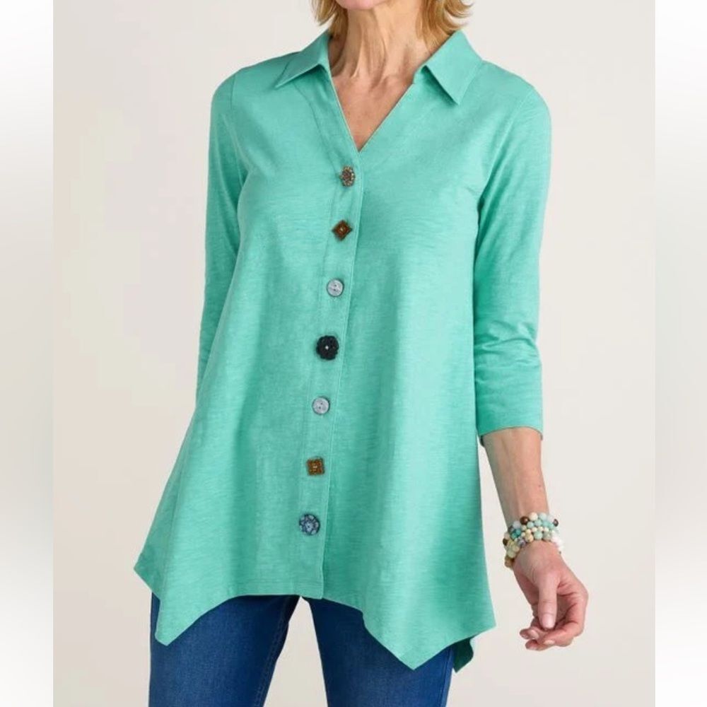 SOFT SURROUNDINGS - Danielle Button 3/4 Sleeve Tunic